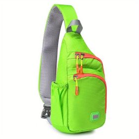 Waterproof Nylon Fanny Pack; Trendy Zipper Sling Bag With Side Pocket For Outdoor Sports (Color: light green)